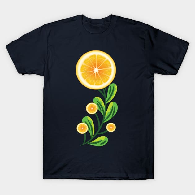 Orange fruit flower T-Shirt by Salma Ismail